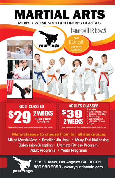 Martial Arts Flyer (8.5 x 5.5) #MA020010 Front