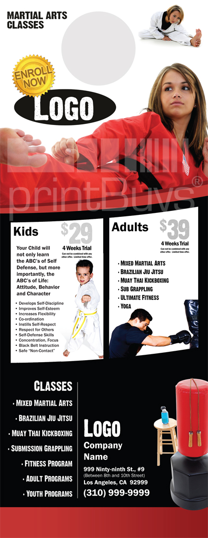 Martial Arts Design Template Postcard 8.5 x 5.5 Flyer ma000501 4.25 x 14