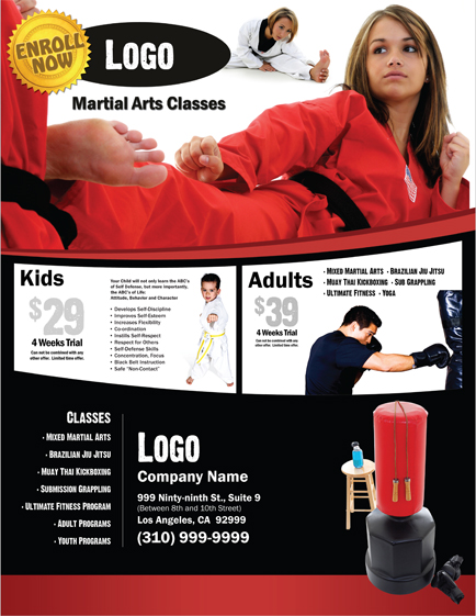 Martial Arts Design Template Postcard 8.5 x 5.5 Flyer ma000501 8.5 x 11