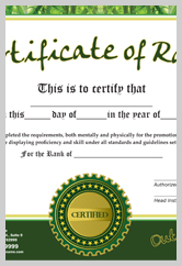 Martial Arts Rank Certificate  ma010503