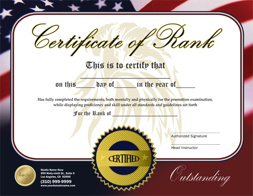 Martial Arts Design Template Rank Certificate 8.5 x 5.5 Flyer ma010504 8.5 x 11