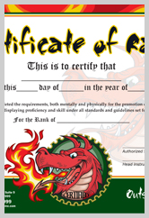 Martial Arts Rank Certificate  ma010505