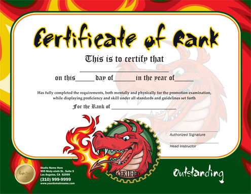 Martial Arts Design Template Rank Certificate 8.5 x 5.5 Flyer ma010505 8.5 x 11