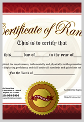 Martial Arts Rank Certificate  ma010506