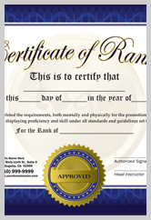 Martial Arts Rank Certificate  ma010507