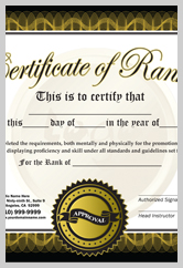 Martial Arts Rank Certificate  ma010508
