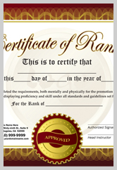 Martial Arts Rank Certificate  ma010509