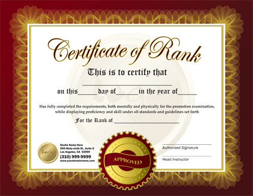Martial Arts Design Template Rank Certificate 8.5 x 5.5 Flyer ma010509 8.5 x 11